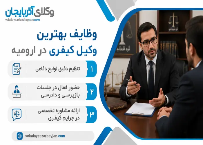 وظایف بهترین وکیل کیفری در ارومیه