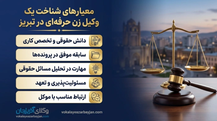 معیارهای شناخت یک وکیل زن حرفه ای درتبریز